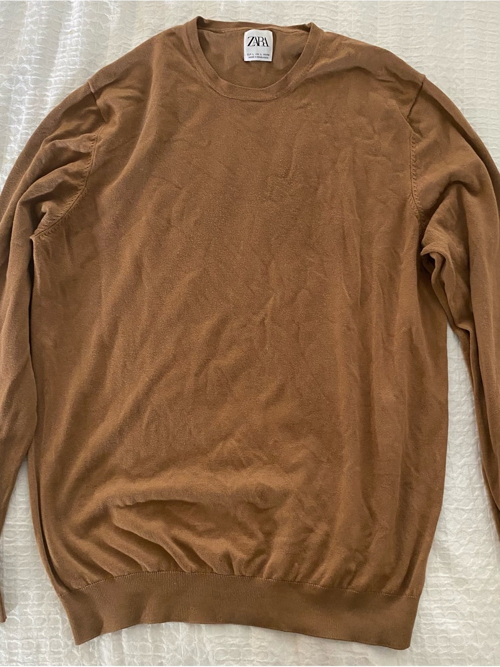 ZARA Men's Crewneck Sweater in Warm Brown